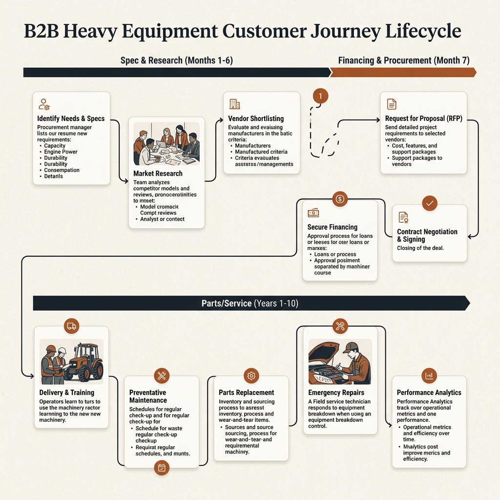 B2B Heavy Equipment Customer Journey and Marketing Lifecycle Map