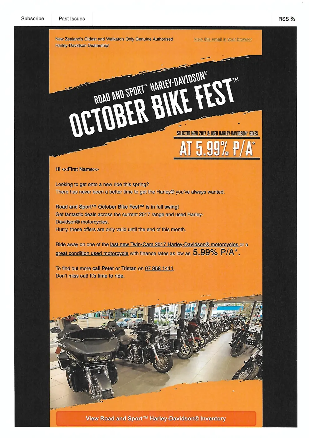 October Bike Fest email campaign for Road and Sport Harley-Davidson