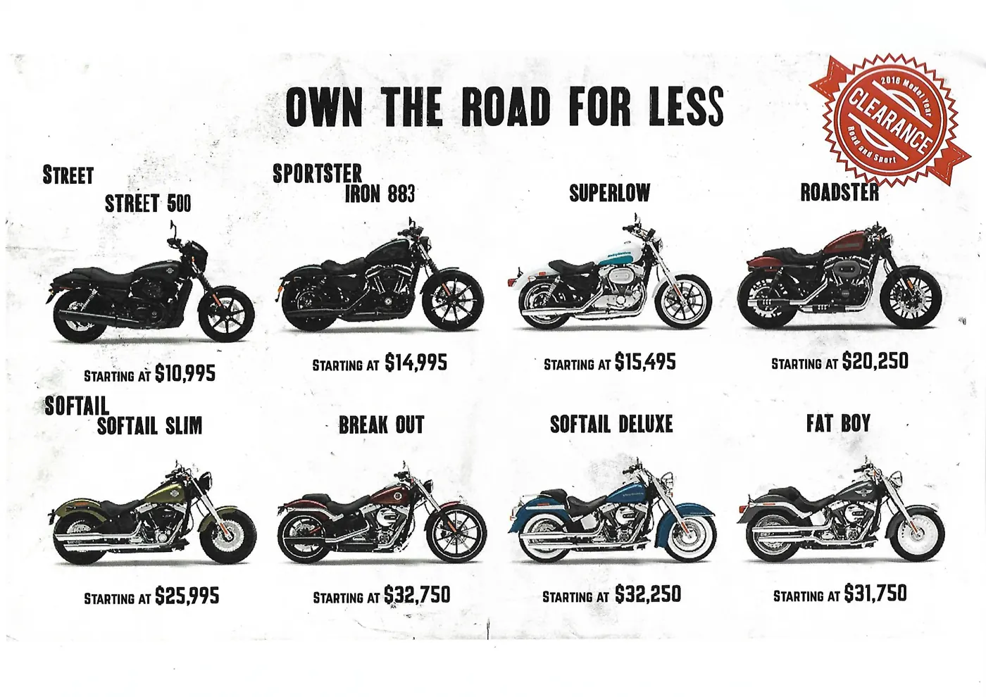 Own The Road For Less model-year clearance campaign lineup