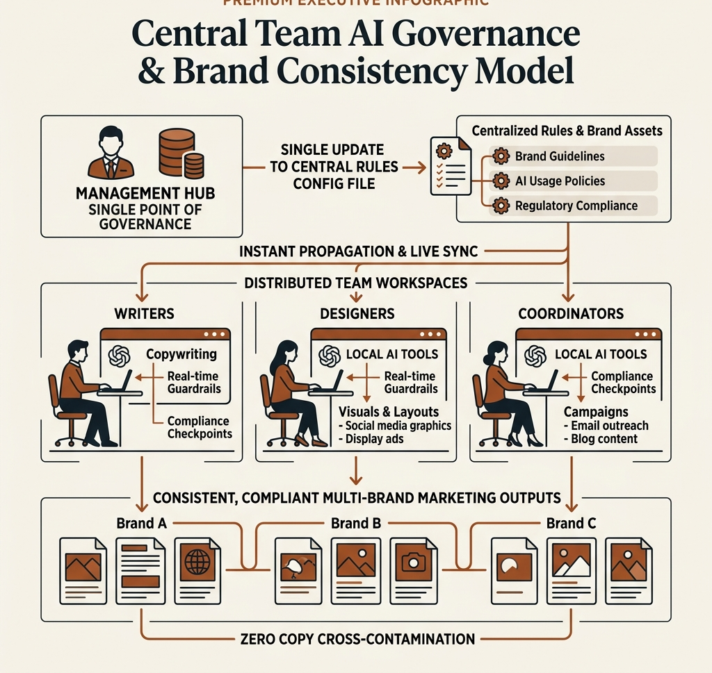 Central Team AI Governance & Brand Consistency Model Flowchart
